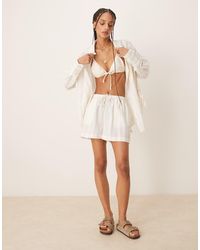 ASOS - Belle Beach Short With Linen - Lyst