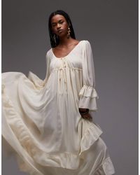 ASOS - Chiffon Soft Volume Tie Front Maxi Dress - Lyst