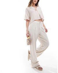 Miss Selfridge - Linen Blend Tailored Wide Leg Trousers - Lyst