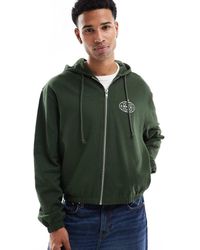 ASOS - Rechte Oversized Hoodie Met Rits En Print Op De Borst - Lyst