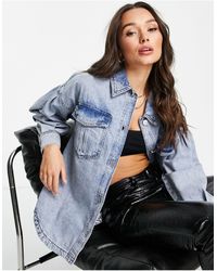 River Island Blue Pearl Collar Puff 