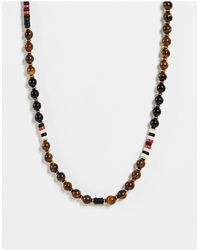 ASOS Beaded Neckchain With T-bar - Brown