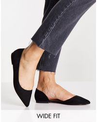 ASOS Wide Fit Lake Bow Pointed Ballet Flats in Black | Lyst