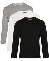 French Connection - 3 Pack Cotton Crew Neck Long Sleeve T-Shirts - Lyst