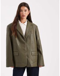 ASOS - Tailored Oversized Faux Leather Blazer - Lyst