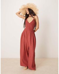 ASOS - Jumpsuit Met V-Hals En Verlaagde Taille - Lyst