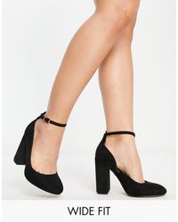 Asos Design Wide Fit - Asos design - placid - chaussures pointure large à talon carré haut - Lyst