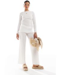 Pull&Bear - Pantalon texturé ample d'ensemble - écru - Lyst
