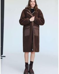 Stradivarius - Long Faux Shearling Lined Coat - Lyst