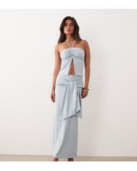 The Frolic - Exclusive Slinky Wrap Tie Drape Waist Maxi Skirt Co-Ord - Lyst