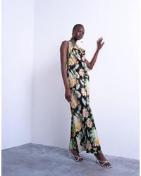 TOPSHOP - Seamed High Cowl Neck Maxi Dress - Lyst
