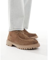 ASOS - Bottines en daim à lacets et semelle chunky et superposition sur la tige - Lyst