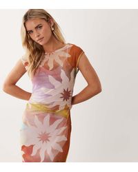 Never Fully Dressed - Vestido Largo De Tonos Pastel Con Estampado De Soles Y Cuello Recto De Malla - Lyst