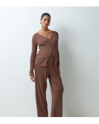 Vero Moda - Ribbed Jersey Over The Bum Wide Leg Trousers Co-ord - Lyst