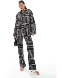 4th & Reckless - Satin Wide Cuff Button Front Shirt Co-ord - Lyst