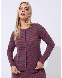 Yours Clothing - Stripe Button Up Top - Lyst