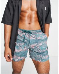 Pull&Bear Croc Print Swim Shorts - Grey