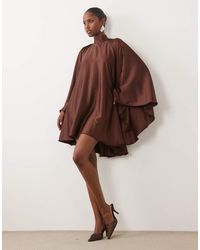 The Dolls House - Lorena Satin Volume High Neck Open Back Mini Dress - Lyst