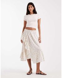 Daisy Street - Low Rise Tiered Asymmetric Midaxi Skirt - Lyst