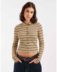 Miss Selfridge - Camisa A Amarillo Crema Entallada De Manga Larga Con Botones De - Lyst