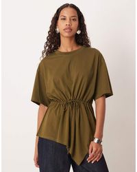 ASOS - Drawcord Waist Detail Top With Asymmetric Hem - Lyst
