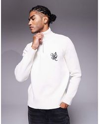 River Island - Textured Half Zip Jumper - Lyst