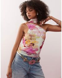 Reclaimed (vintage) - – tanktop mit tropischem halstuch-print und u-boot-ausschnitt - Lyst
