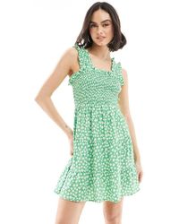 Wednesday's Girl - Ditsy Floral Shir Bust Mini Dress - Lyst