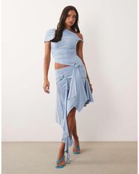 ASOS - Co-ord Slinky Hanky Hem Midi Skirt With Hardware - Lyst