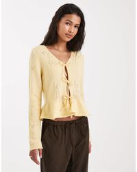 ONLY - Tie Front Cardigan With Wool - Lyst