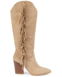 SEQWL - Knee High Western Cowboy Boots With Side Tassel Detail - Lyst