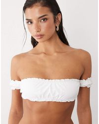 The Frolic - Exclusive Frill Ruched Off Shoulder Bikini Top Co-Ord - Lyst