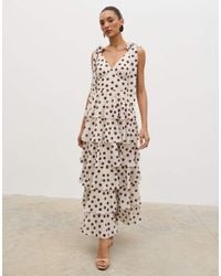 Pretty Lavish - Tie Detail Ruffle Tiered Maxi Dress - Lyst