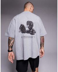 4505 - Oversized T-Shirt Van Zwaar Katoen Met Print Op De Achterkant En Sneldrogende Afwerking - Lyst