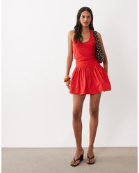 ASOS - Scoop Halter Mini Dress With Cotton Poplin Skirt - Lyst