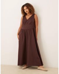 ASOS - Asos Design Curve Wasted V Neck Maxi Sundress With Seaming Details - Lyst