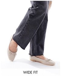 Truffle Collection - Wide Fit Bow Detail Ballet Flats - Lyst