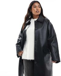 ASOS - Asos Design Curve Leather Look Car Coat - Lyst