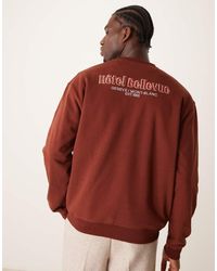 Mango - Felpa Bordeaux Con Scollo Rotondo E Grafica - Lyst