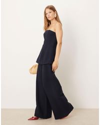 ASOS - Pantalon d'ensemble habillé coupe ultra ample en maille bouclée - bleu marine - Lyst