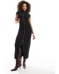 ASOS - Supersoft Cap Sleeve Button Down Midi Dress - Lyst