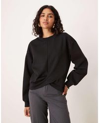 ASOS - Top Met Gedraaide Voorkant, Lange Mouwen En Interlock-Naden - Lyst
