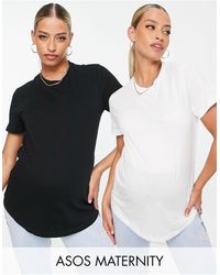 ASOS - Asos design maternity – ultimate – t-shirts aus baumwollmix mit rundhalsausschnitt im 2er-sparpack - Lyst