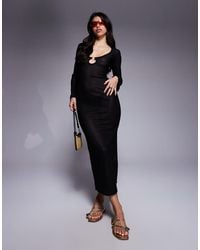 Missy Empire - Beach Sheer Knit Keyhole Maxi Dress - Lyst