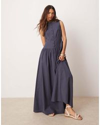 ASOS - Slash Neck Button Down Dropped Waist Maxi Dress - Lyst