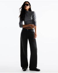 Bershka - Petite High-waist Wide Straight-leg Jeans - Lyst