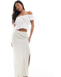 Miss Selfridge - Schuingesneden Maxi Rok Van Linnenmix - Lyst