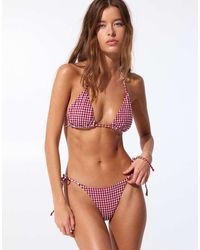 Pull&Bear - Slip Bikini Bordeaux A Quadretti - Lyst