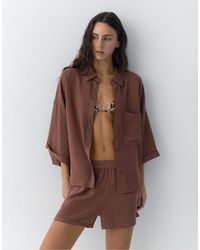 Pull&Bear - – rustic – hemd aus leinenmix - Lyst