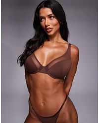 ASOS - Fuller Bust Ella Moulded Microfibre Demi Pad Underwired Bra With Mesh Detail - Lyst